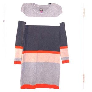 Grey Sweater Dress with horizontal color pops